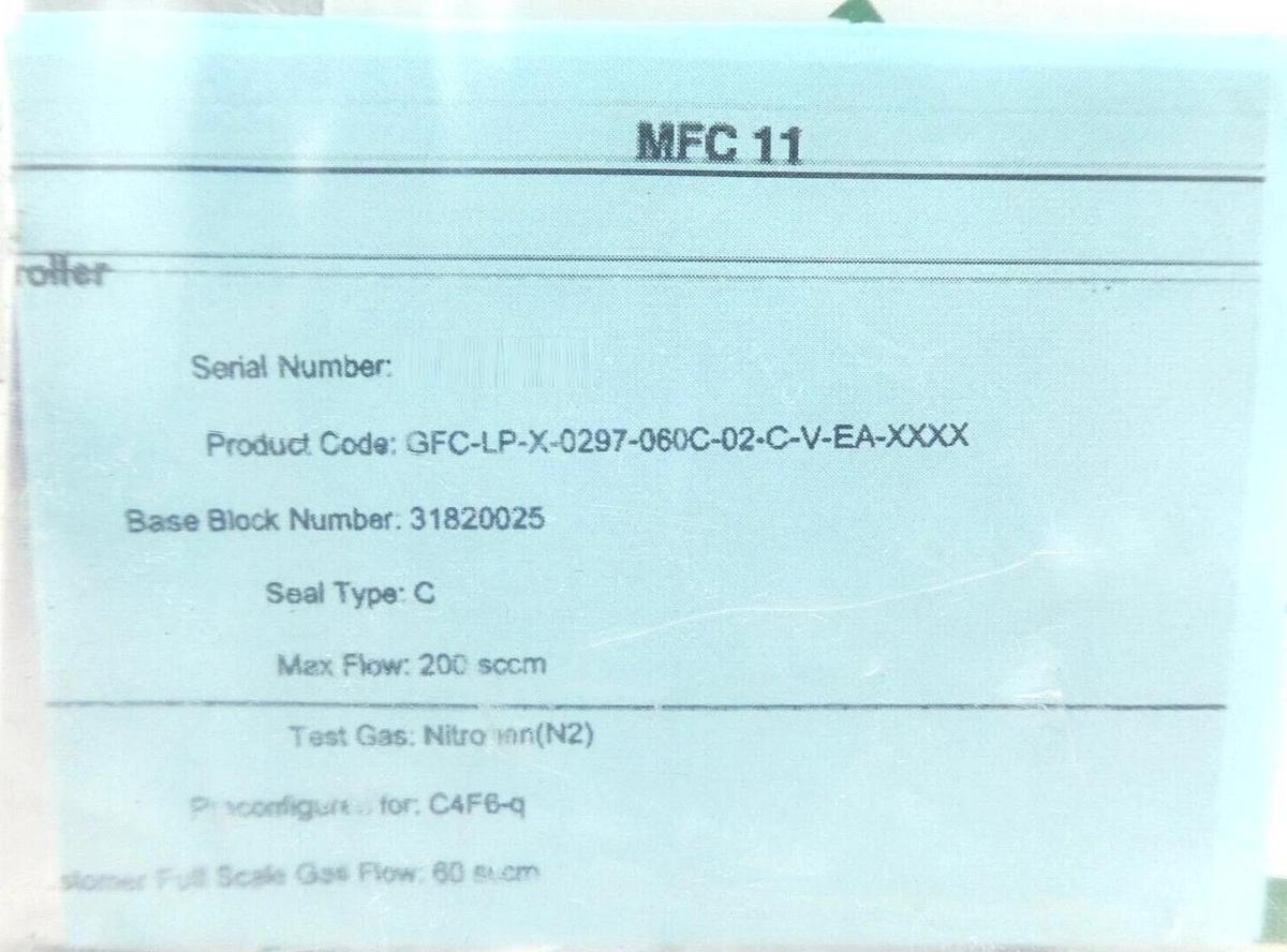 Pivotal Systems 32-03339 Mass Flow Controller MFC 60 SCCM C4F6-q 0190-64888 New
