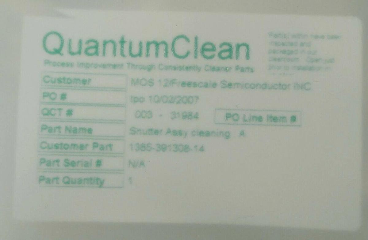 Refurbished Quantum Clean 1385-391308-14 Shutter Assembly Refurbished