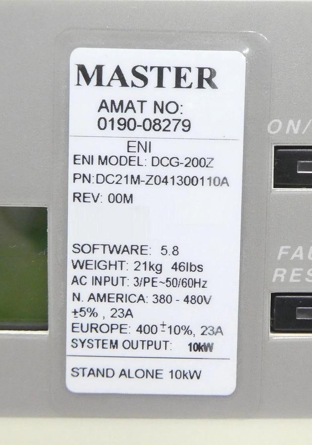 Used DCG-200Z ENI DC21M-Z041300110A Plasma Generator AMAT 0190-08279 Tested Working