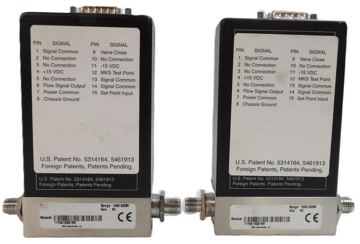 Used MKS Instruments 1179A13CS1NV MFC Mass Flow Controller Reseller Lot of 2 Working