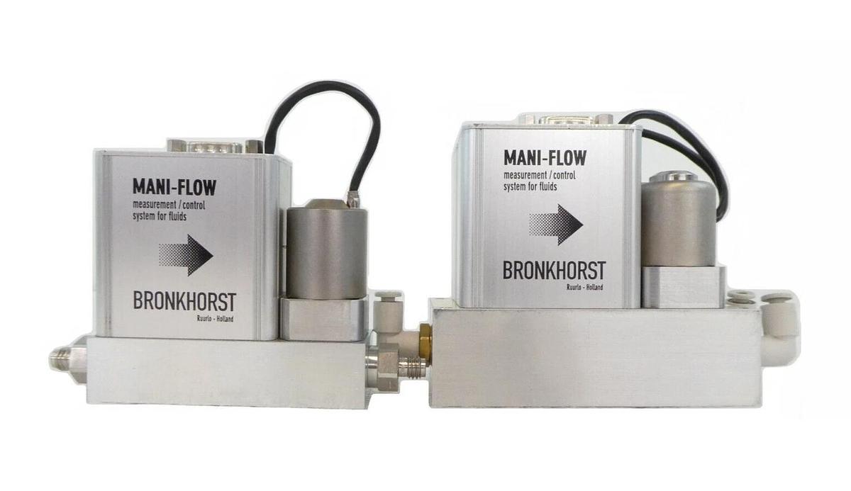Used Bronkhorst Mani-Flow Mass Flow Meter Set of 2 MIC-104D MIC-202F Xevo Q2 Working