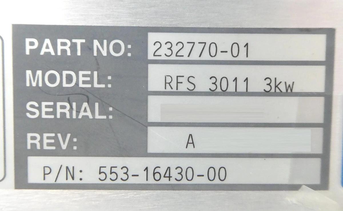 Used RF Services 232770-01 RF Match RFS 3011 3kw Mattson 553-16430-00 Surplus