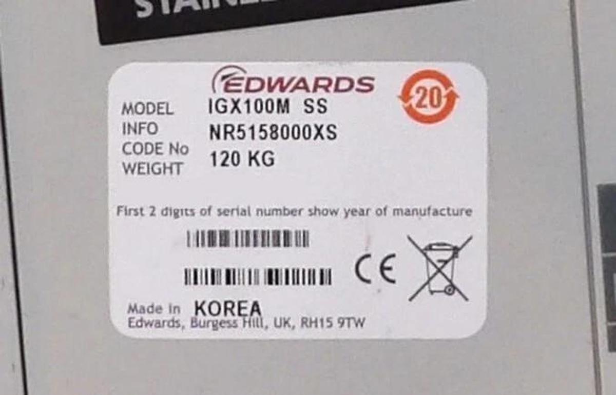 Refurbished iGX100M Edwards NR5158000XS Vacuum Dry Pump IGX100M SS Manufacturer Refurbished