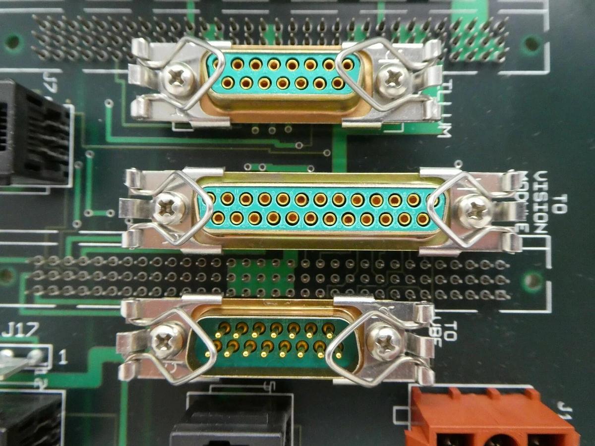 Used ESI Electro Scientific Industries CKA 77266 Auxiliary I/O Backplane PCB Working