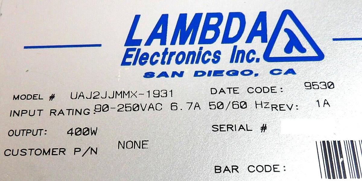 Used Lambda Electronics UAJ2JJMMX-1931 Power Supply Module UltraFlex Series Working