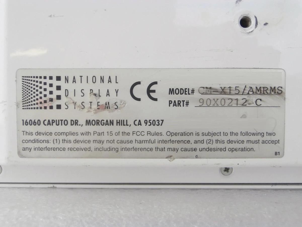 Used National Display Systems 90X0212-C Touchscreen Monitor CM-X15/AMRMS AMAT Working