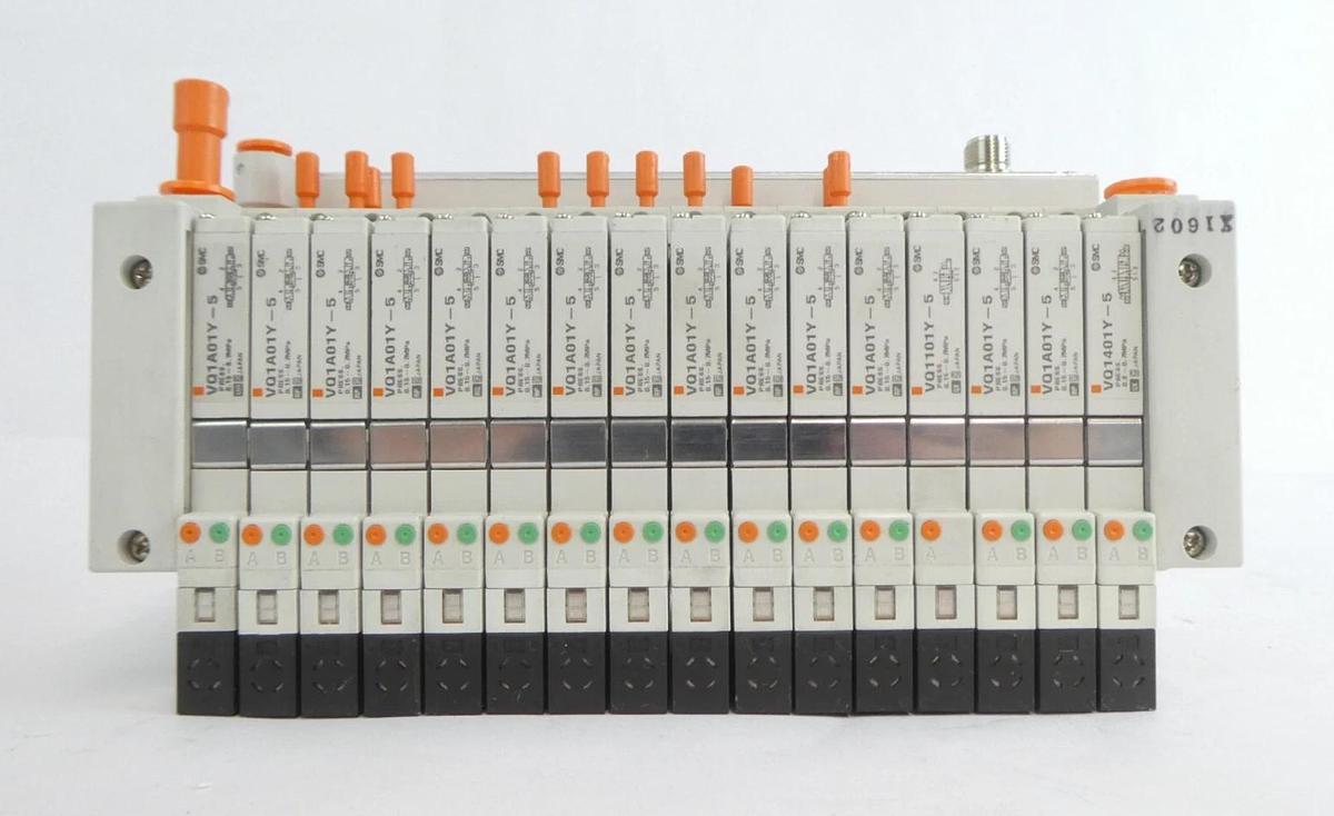 Used SMC VV5Q11-16-X1602 16-Port Manifold Module EX420-SDN2 Lot of 2 Working Surplus