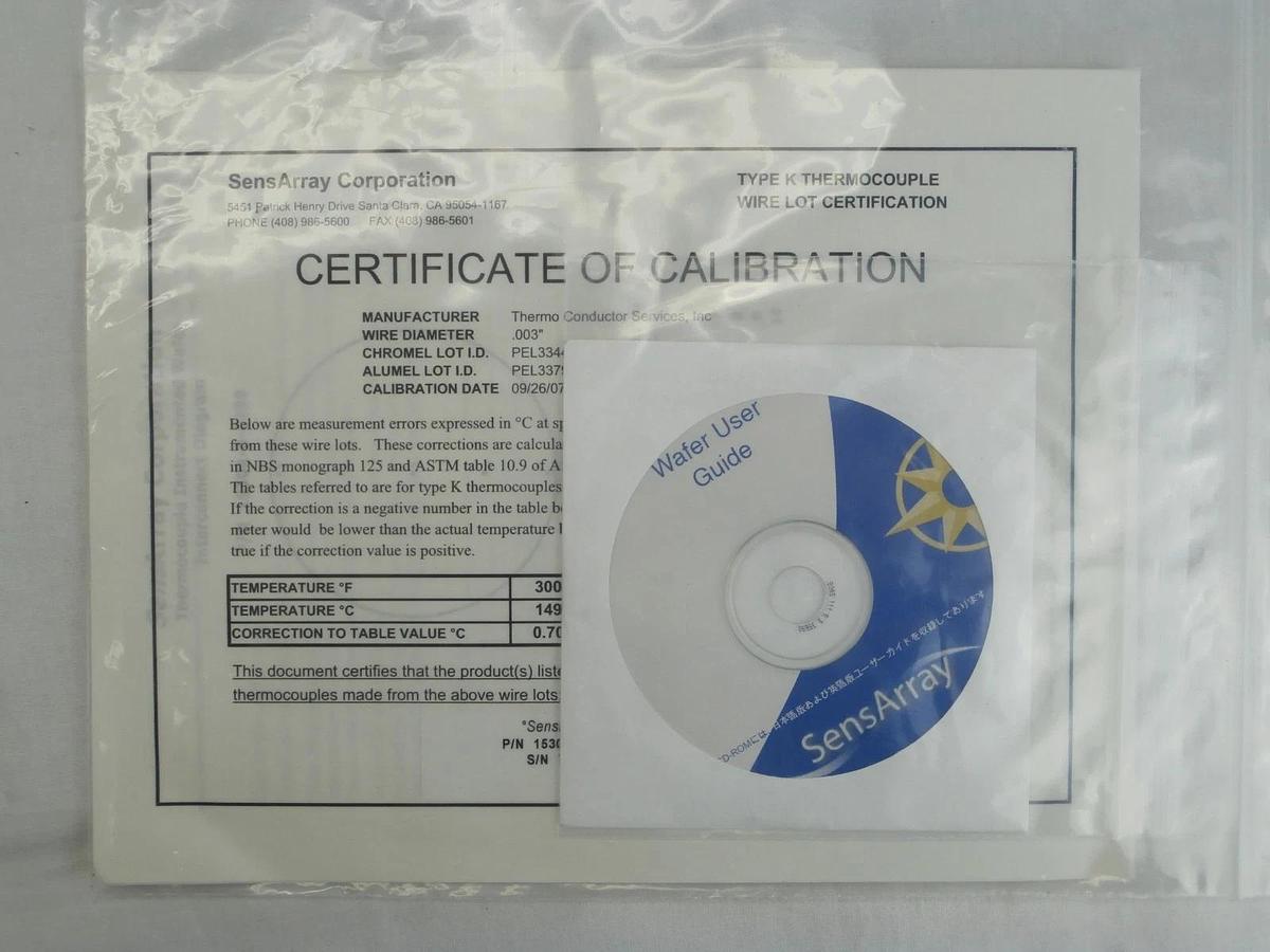 Refurbished SensArray 1530A-8-0499 200mm Process Probe Instrumented Wafer 8" Refurbished
