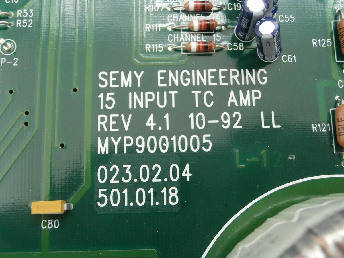 Used Semy Engineering 501.01.18 15 Input TC AMP Board PCB MYP9001005 Used Working