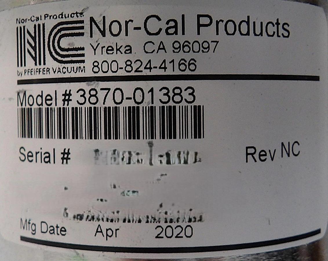 Used Nor-Cal Products 3870-01383 Pneumatic Angle Valve NW40 AMAT Working Surplus