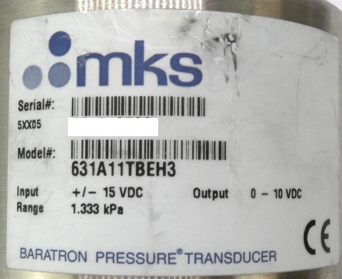 Used MKS Instruments 631A11TBEH3 Baratron Pressure Transducer Type 631 Working As-Is