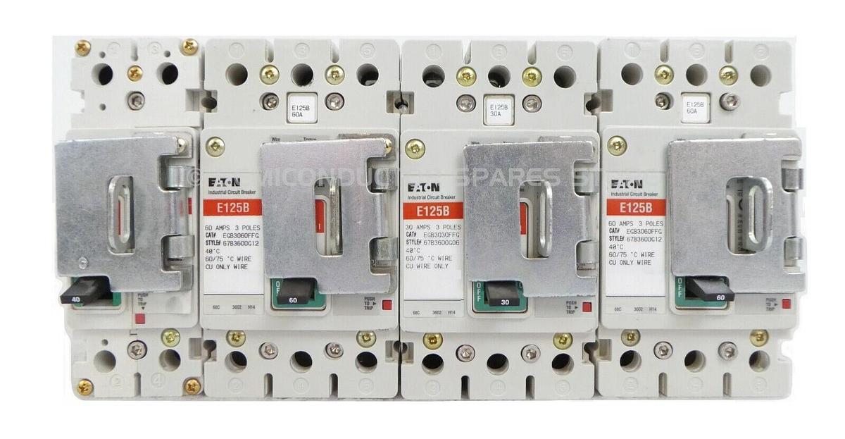 Used Eaton E125B Circuit Breaker Lot of 4 EGB2040FFG EGB3030FFG EGB3060FFG Working