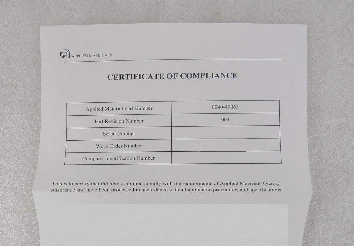 Used AMAT Applied Materials 0040-49965 Grooved Retaining Ring 300mm Titan Head New