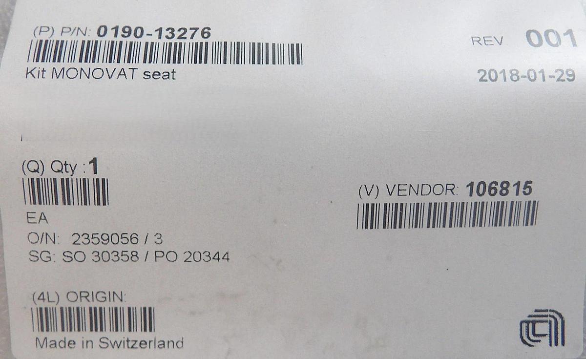 VAT 0190-13276 Transfer Valve Seat Kit MONOVAT Gate AMAT New Surplus