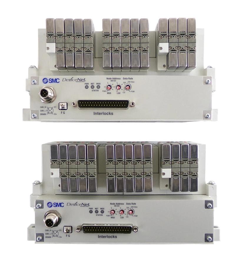 Used SMC VV5Q11-16-X1600V 16-Port Manifold EX420-SDN2 AMAT Lot of 2 Working