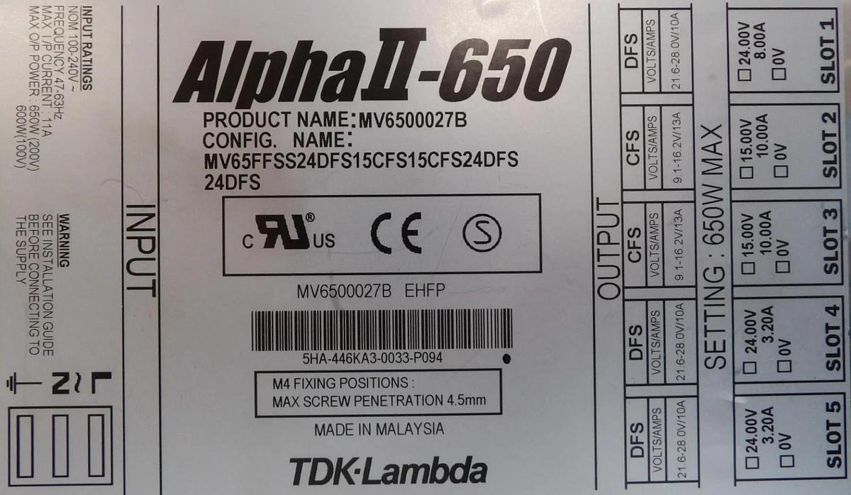 Used TDK MV65FFSS24DFS15CFS15CFS24DFS24DFS Power Supply MV6500027B Lot of 6 Working