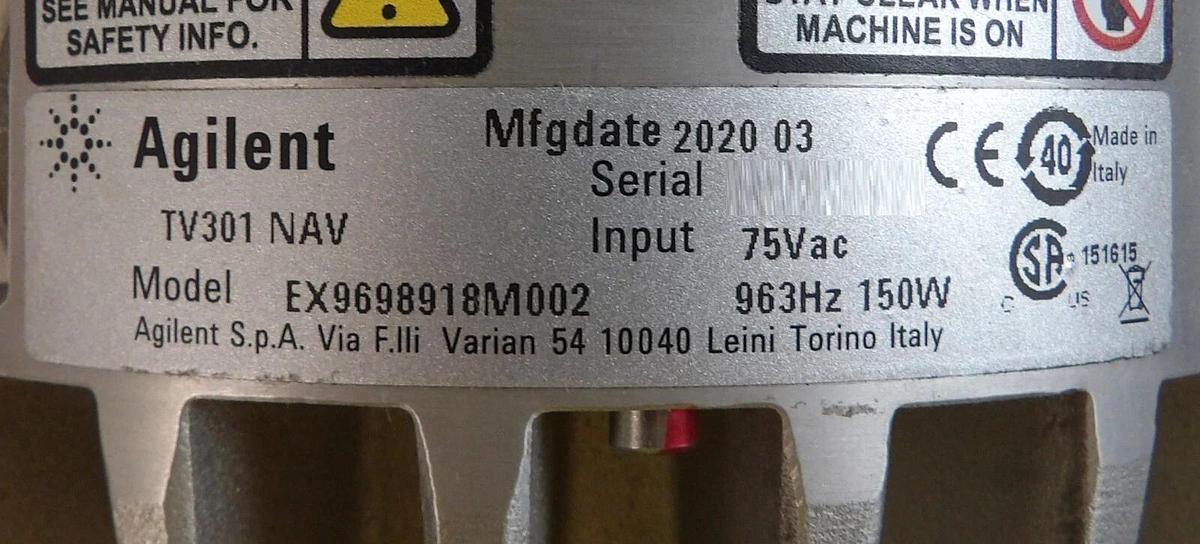 Used TV-301 NAV Navigator Varian EX9698918M002 Turbomolecular Pump Turbo Working