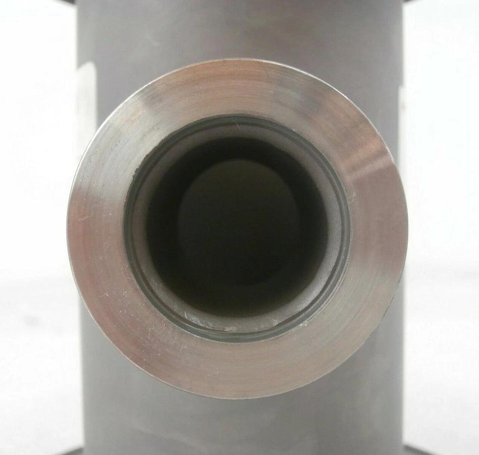 Used Edwards C5371 Straight Nipple Vacuum Adapter Tee ISO80 to ISO100 6" Working