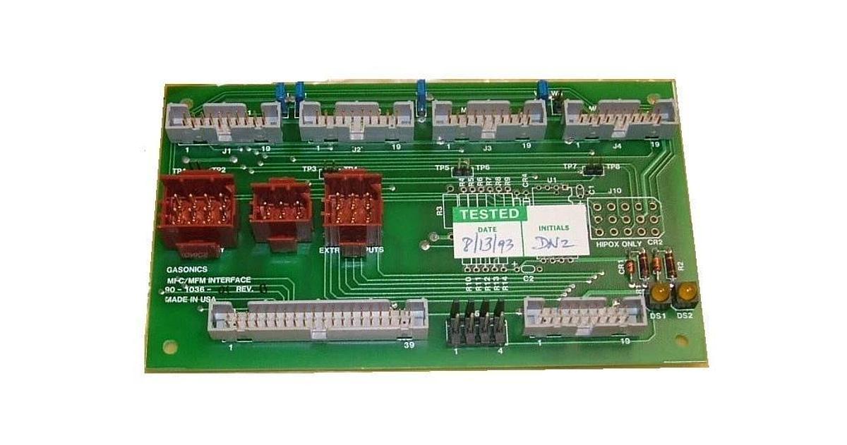 Used GaSonics 90-1036-01 MFC/MFM Mass Flow Meter Interface Board PCB Novellus Working