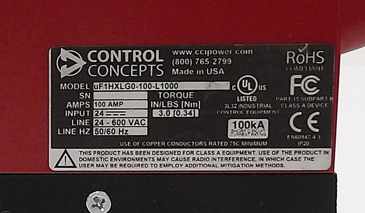 Used Control Concepts uFIHXLG0-100-L1000 SCR Controller Module MicroFUSION Working