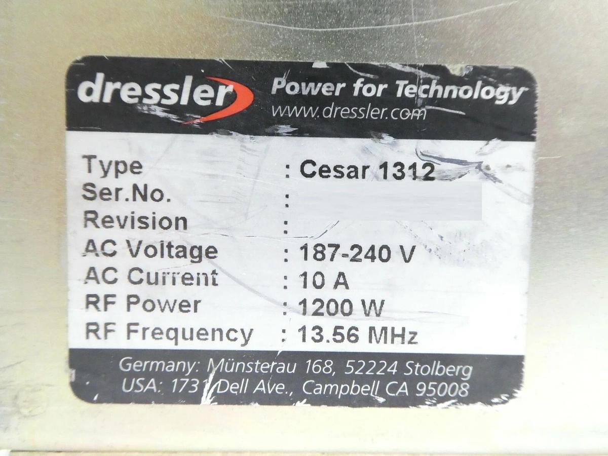 Used Dressler Cesar 1312 RF Power Generator AE Mattson M24-00000-00 Tested As-Is