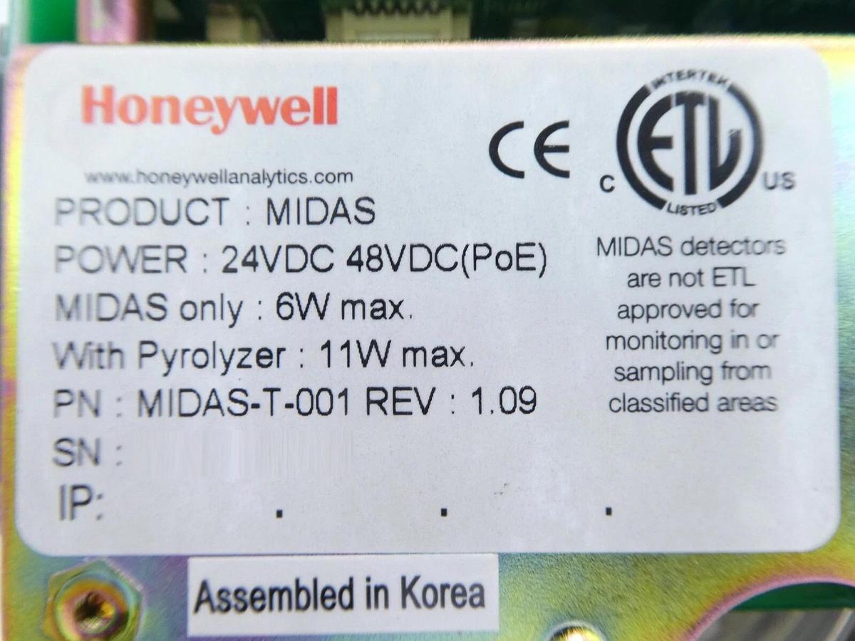 Used Honeywell MIDAS-T-001 Gas Detector MIDAS Working Surplus