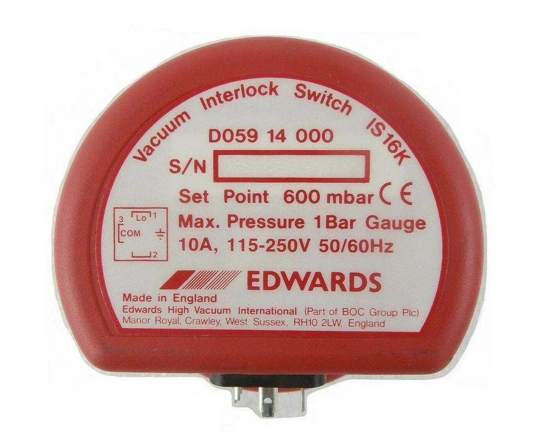 Used Edwards D059 14 000 Vacuum Interlock Switch IS16K with Plug Working Surplus