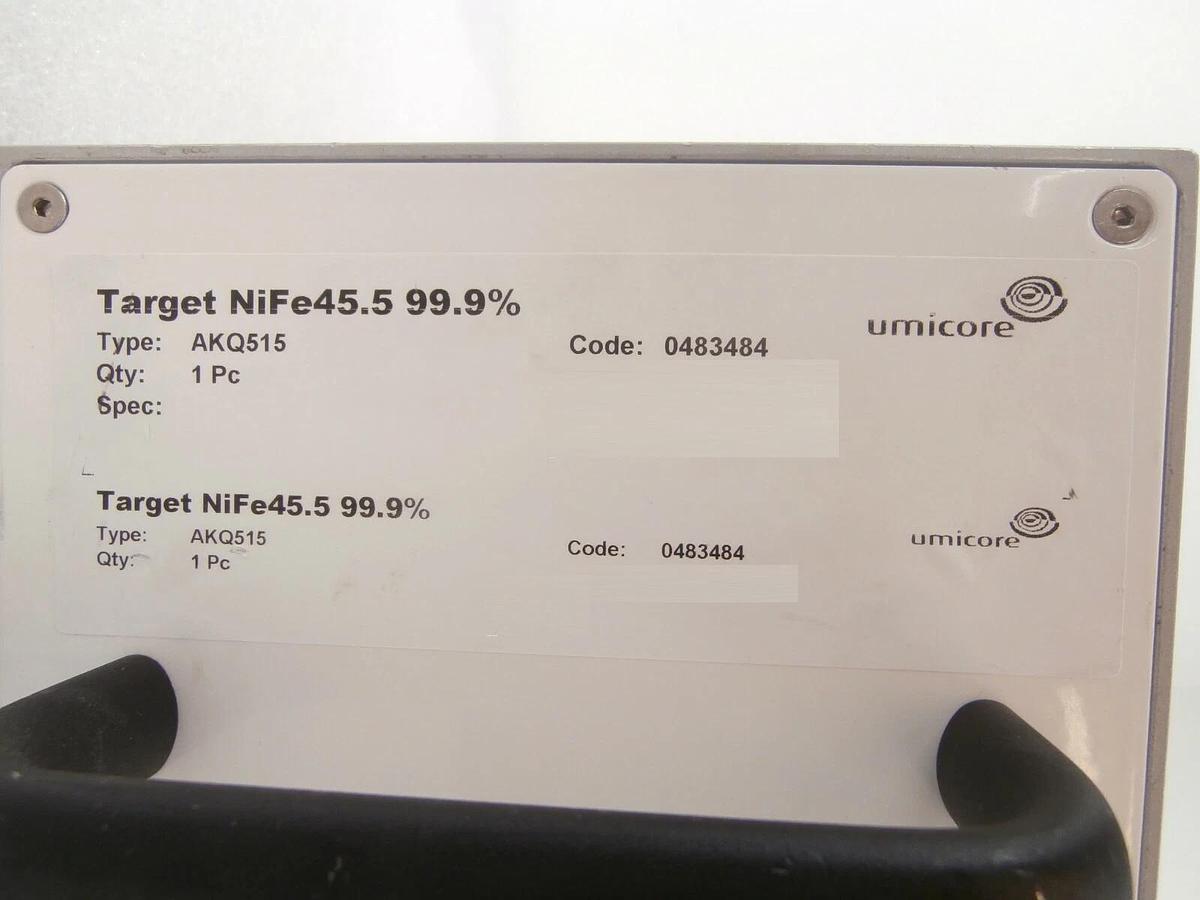 Used Umicore 0483484 NiFe45.5 99.9% Sputtering Target AKQ515 Balzers BK221845-T