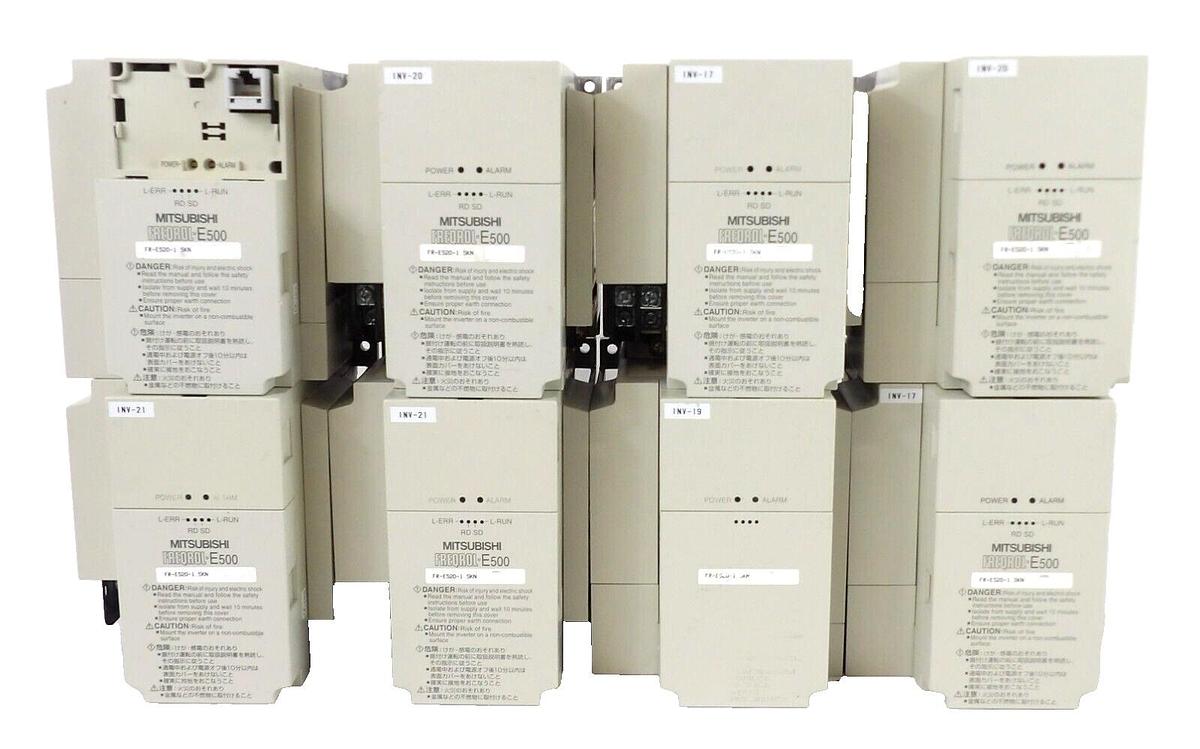 Used Mitsubishi FR-E520-1. 5KN 3 Phase Inverter FREQROL-E500 Lot of 8 Working Surplus