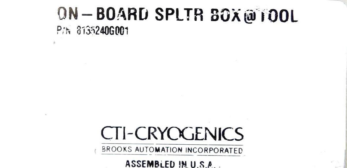 Used CTI-Cryogenics 8135240G001 On-Board Splitter Box Working Surplus