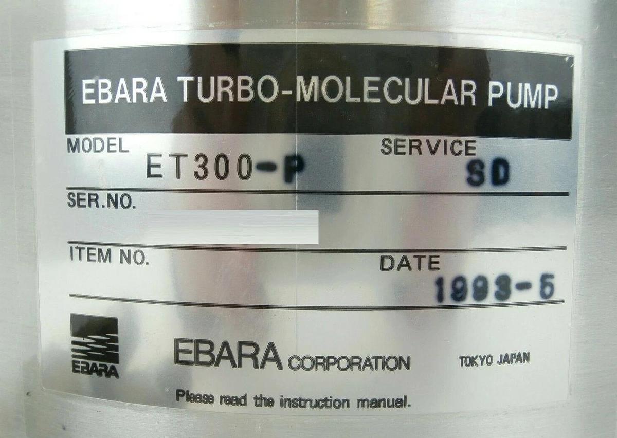 Used ET Ebara ET300-P Turbomolecular Vacuum Pump Turbo Error TRP-C Not Working As-Is