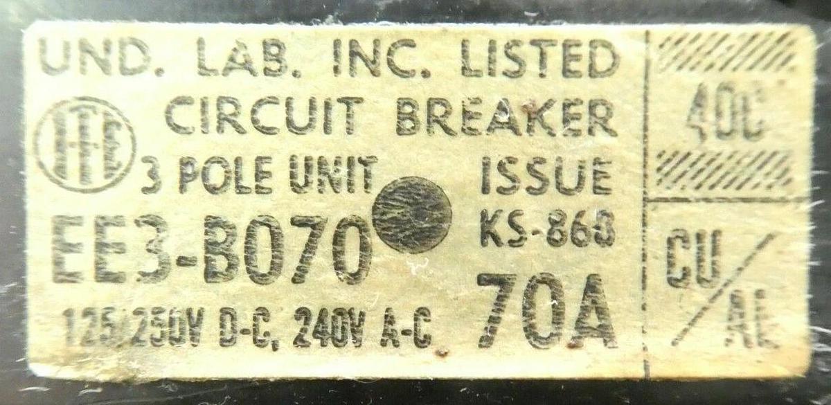 Refurbished ITE EE3-B070 3 Pole Circuit Breaker OEM Refurbished