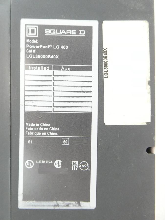 Used Schneider Electric LGL36000S40X Circuit Breaker PowerPact LG 400 Working