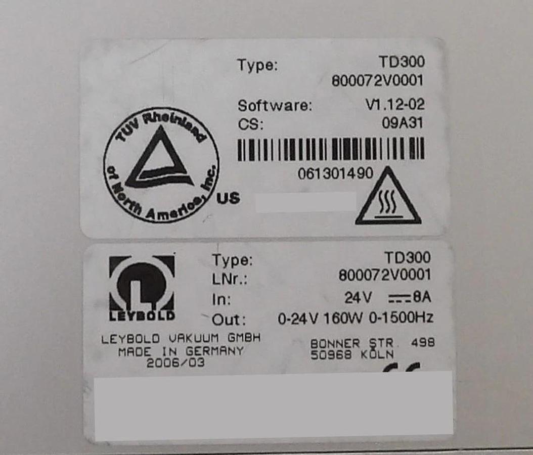 Used TD300 Leybold 800072V0001 Turbo Pump Controller TURBO.DRIVE 300 Lot of 4 Working