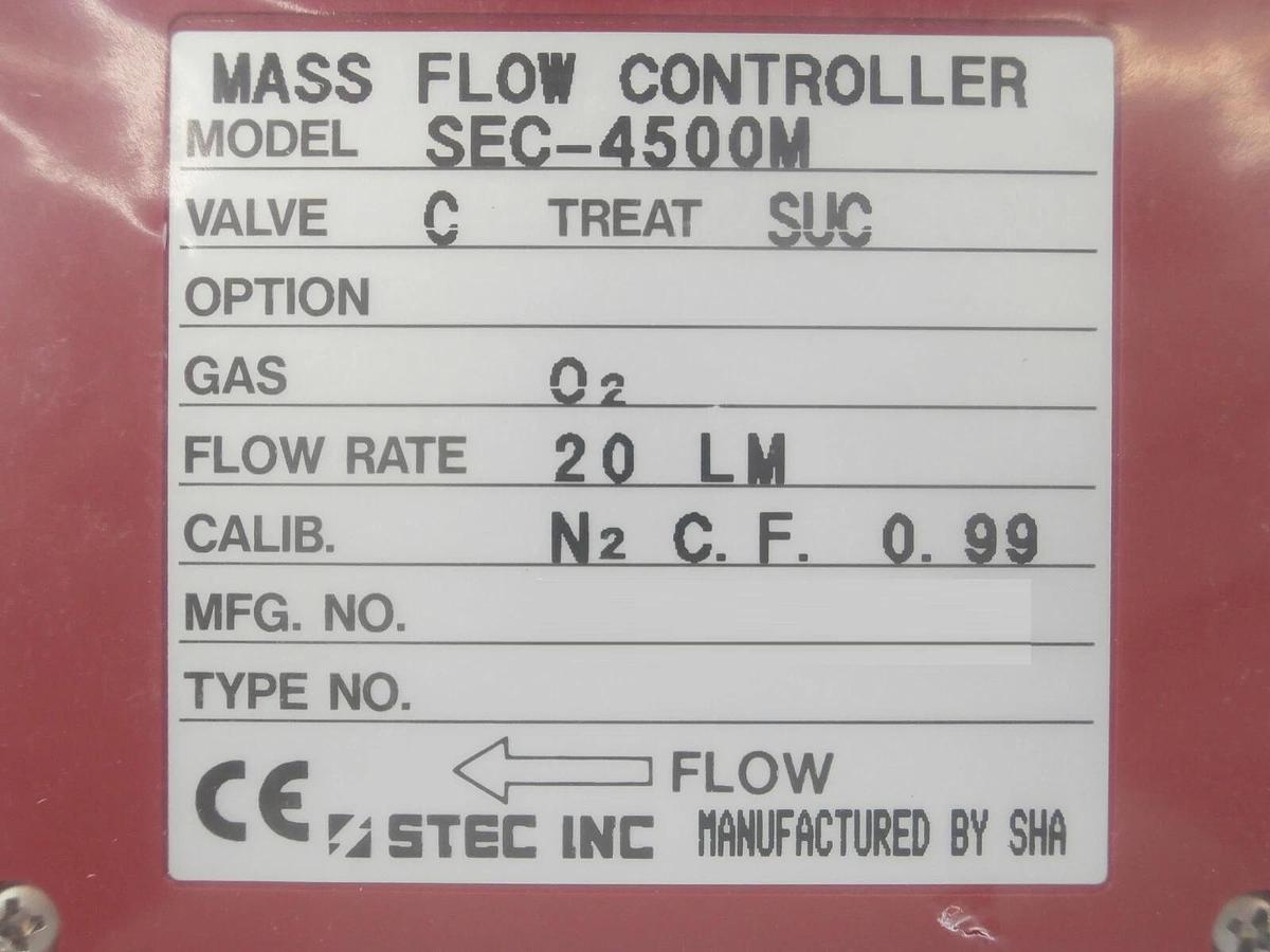 Refurbished STEC SEC-4500M Mass Flow Controller MFC SEC-4500 20 LM O2 OEM Refurbished