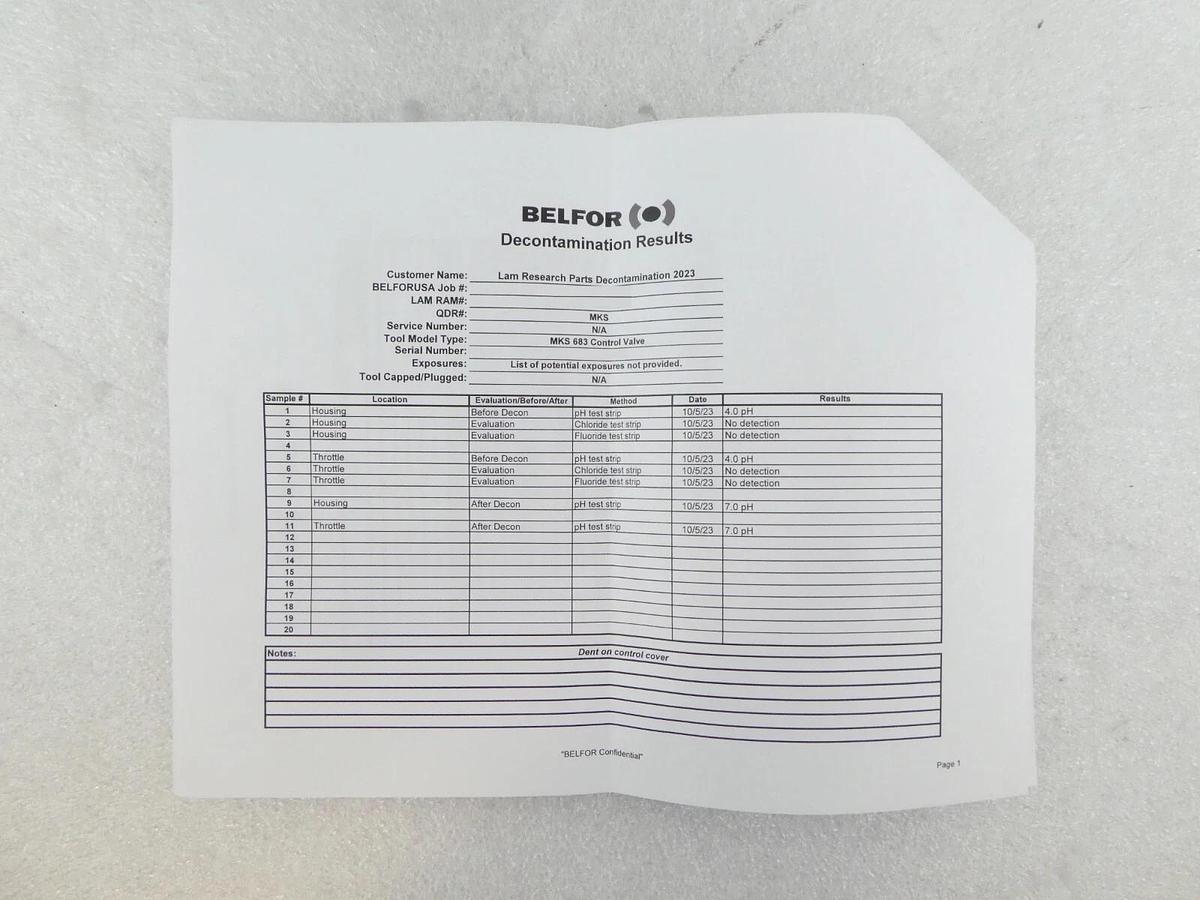 Refurbished MKS Instruments 638B-26033 Exhaust Throttle Control Valve Cleaned Refurbished
