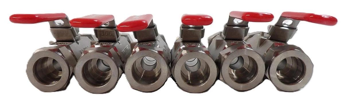 Used HAM-LET H-700-SS-L-1-T-LD Manual 2-Way Ball Valve Lot of 6 Working