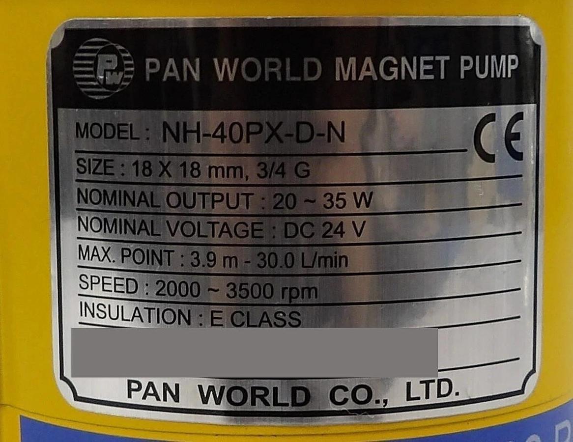 Used Pan World NH-40PX 24VDC Magnet Pump New