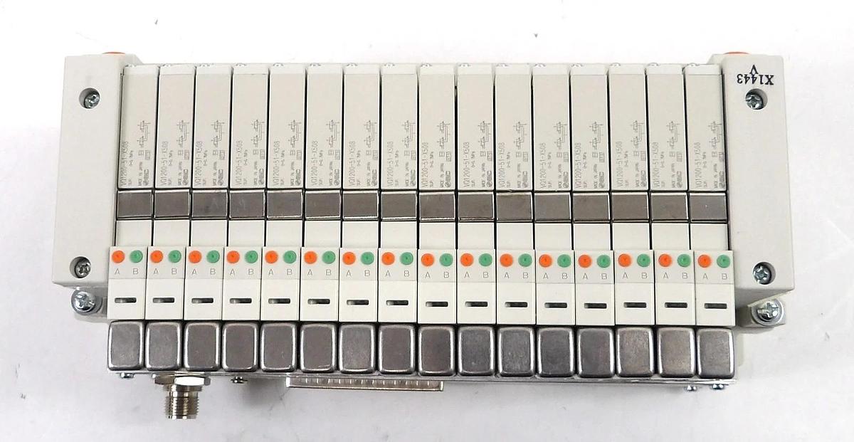 Used SMC VV5Q11-16-X1443V 16-Port Pneumatic Manifold w/ EX420-SDN2 Working Surplus