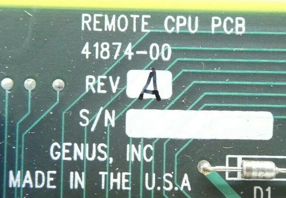 Used Genus 41874-00 Remote CPU PCB Rev. A Working Surplus