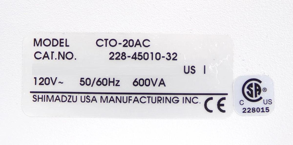Used Shimadzu 228-45010-32 Prominence Column Oven CTO-20AC Sciex Door Open Untested