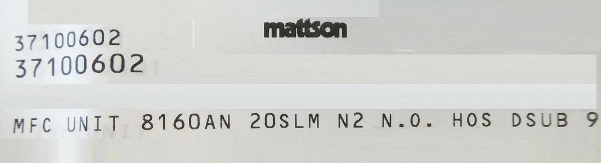 UNIT Instruments UFC-8160 Mass Flow Controller MFC 20L N2 Mattson 37100602 New