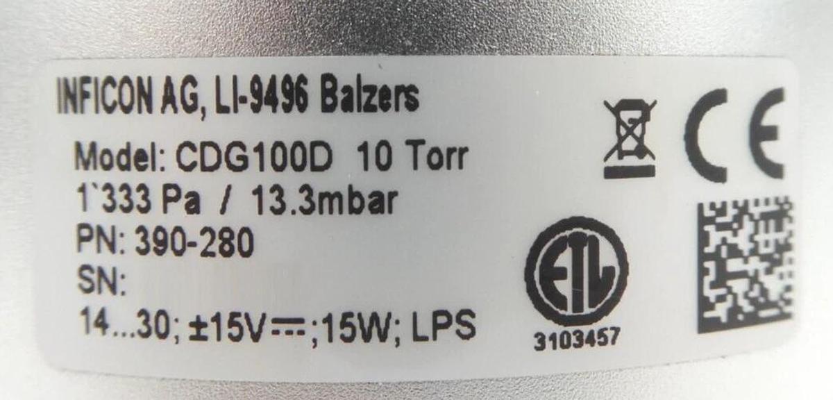 Used Inficon CDG100D CDG045D Capacitance Diaphragm Gauge Lot of 2 Tested Working