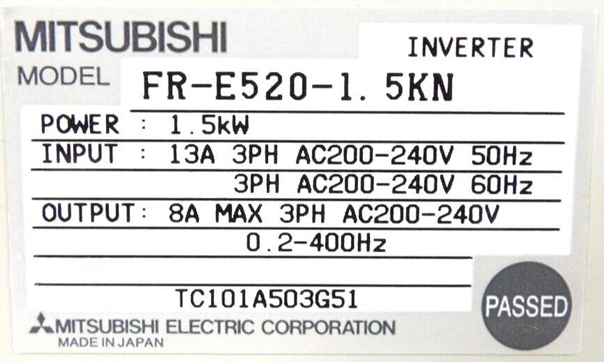 Used Mitsubishi FR-E520-1. 5KN 3 Phase Inverter FREQROL-E500 Lot of 8 Working Surplus