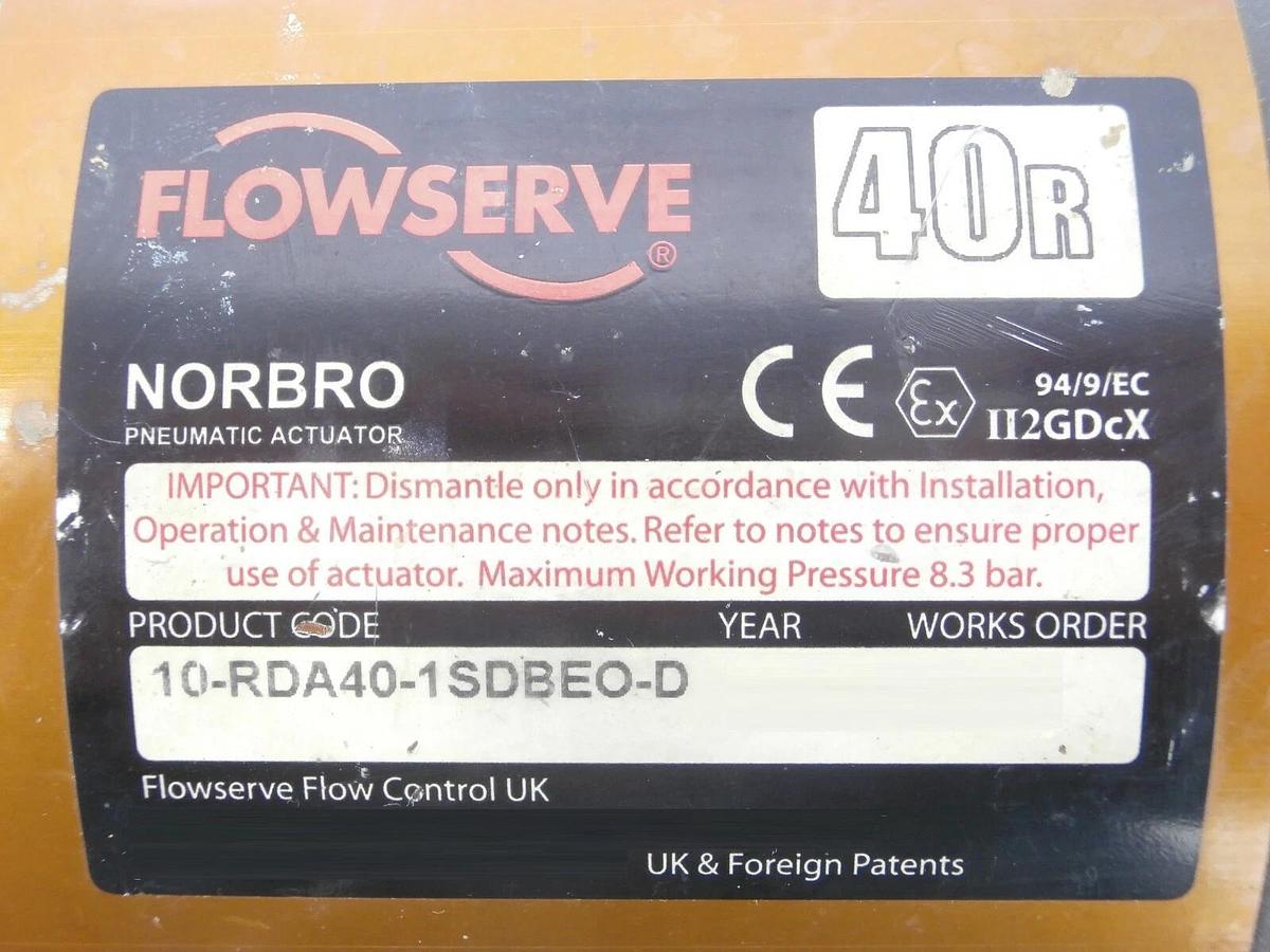 Used Flowserve 10-RDA40-1SDBEO-D Norbro Pneumatic Actuator Assembly 40R Working