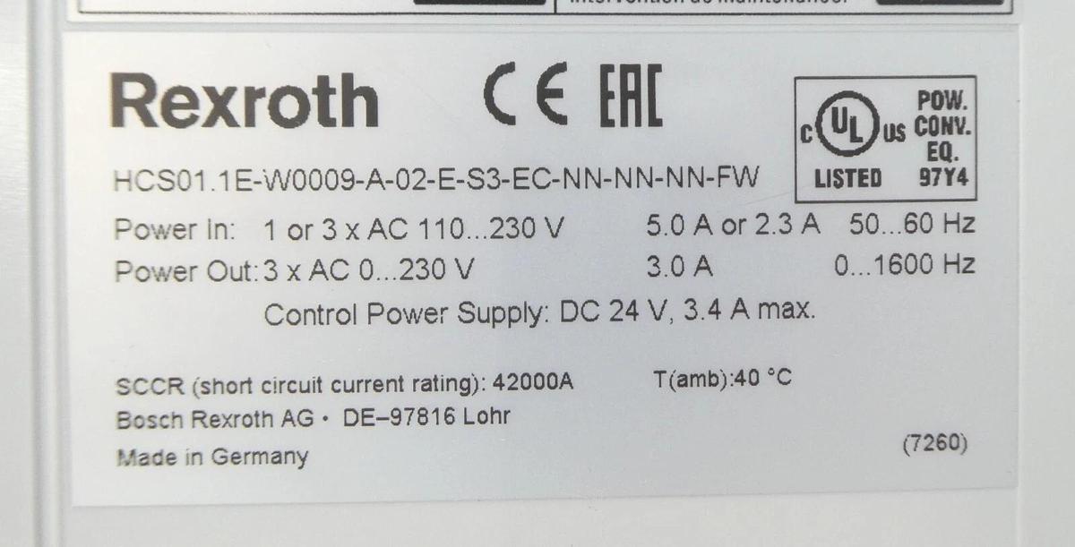 Used Rexroth HCS01.1E-W0009-A-02-E-S3-EC-NN-NN-NN-FW IndraDrive Controller Working