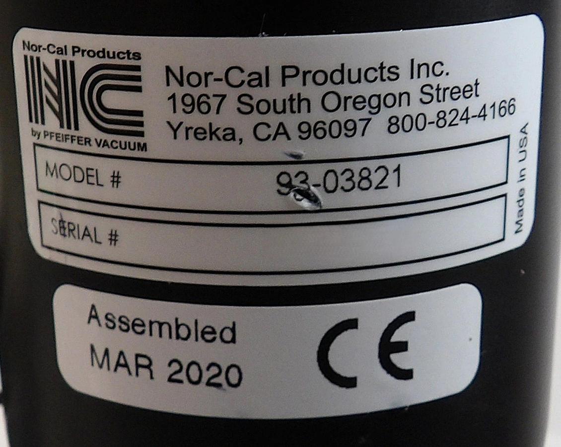 Used Nor-Cal 93-03821 Pneumatic Gate Valve Assembly Working Surplus