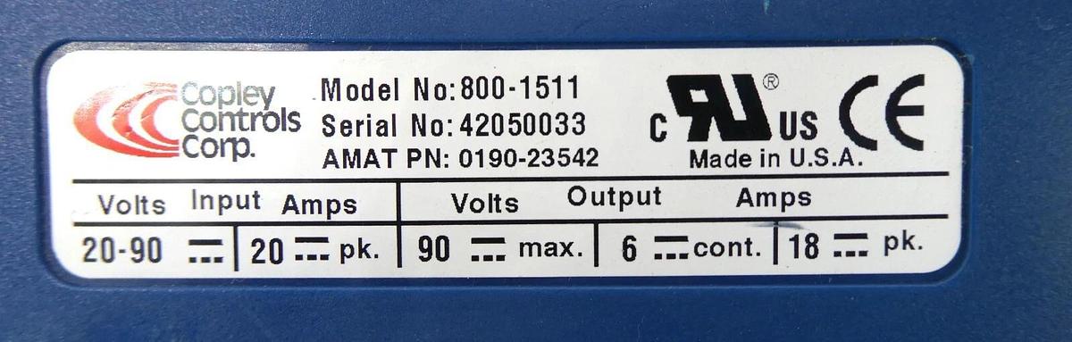 Used Copley Controls 800-1511 Accelnet AMAT Applied Materials 0190-23542 Working