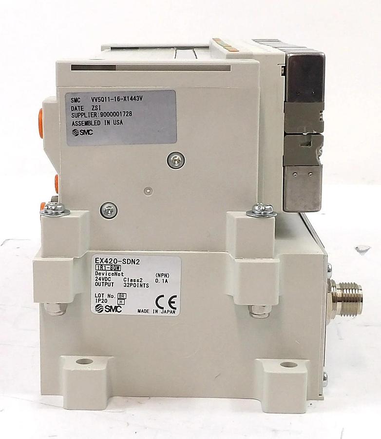 Used SMC VV5Q11-16-X1443V 16-Port Pneumatic Manifold w/ EX420-SDN2 Working Surplus