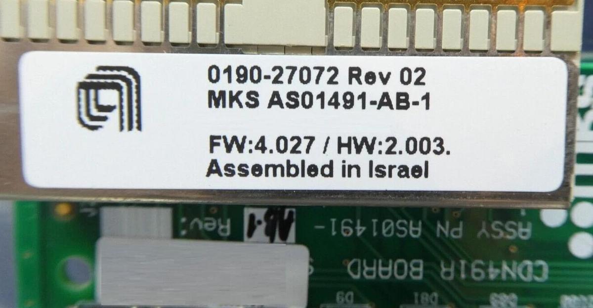 Used MKS Instruments AS01491-AB-1 PCB Card CDN491R AMAT 0190-27072 Missing Face Plate